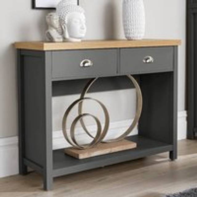 Console Table 2 Drawer Telephone Table Dark Grey Oak Hallway Storage