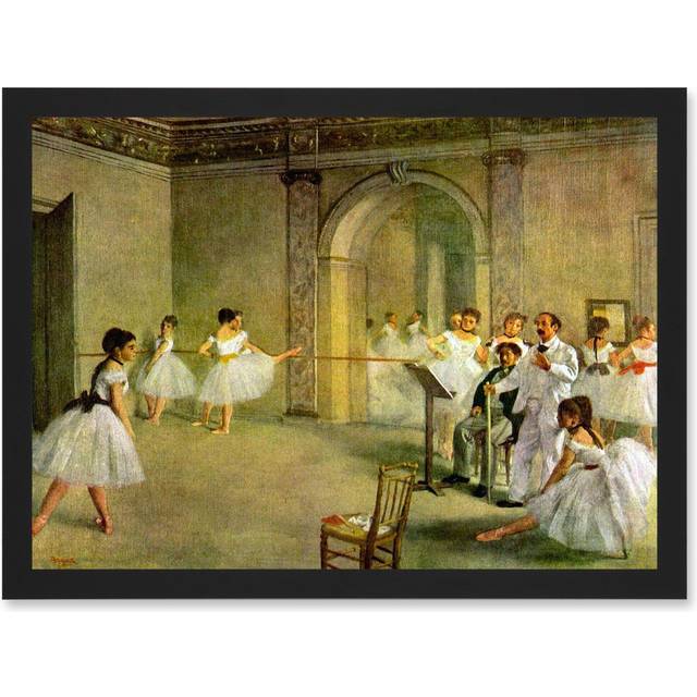 Painting Degas Hall Opera Ballet Rue Peletier Dancers Artwork Framed Wall Art Print A4 - Black - One Size