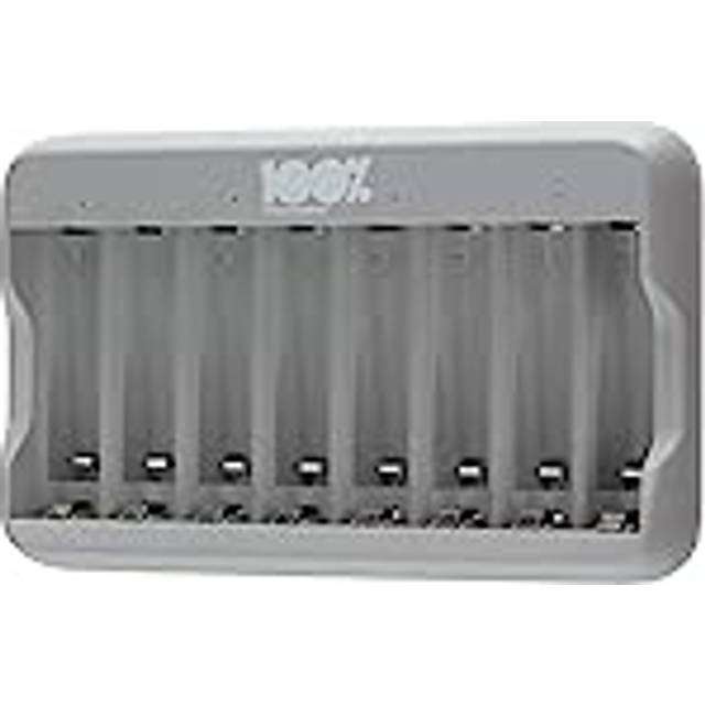 100% PeakPower Laddare för 8 AA och AAA NiMH-batterier | 100% PeakPower | Batterier ingår inte | Lätt USB-driven AA och AAA batteriladdare - Smarta säkerhets
