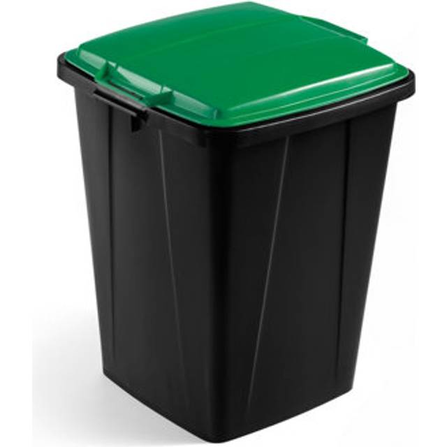 Durable DURABIN ECO Strong Square Black Recycling Bin + Grey Lid - 90L - 1 Pack