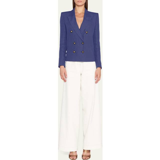 Double-Breasted Crop Silk Blazer - PURPLE - 40 IT (4 US)