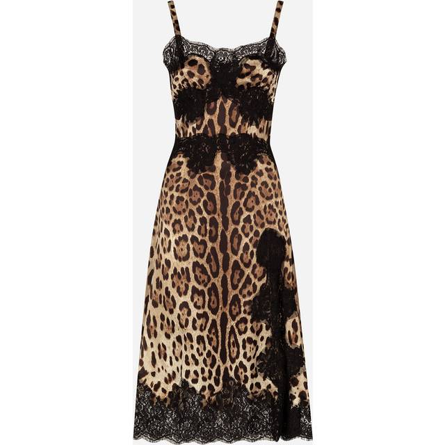Dolce & Gabbana Leopard-print Satin Slip Dress - Woman Dresses Animal Print Cotton 38