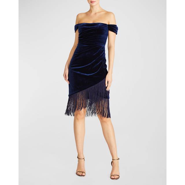 Theia Melissa Fringe Cocktail Dress