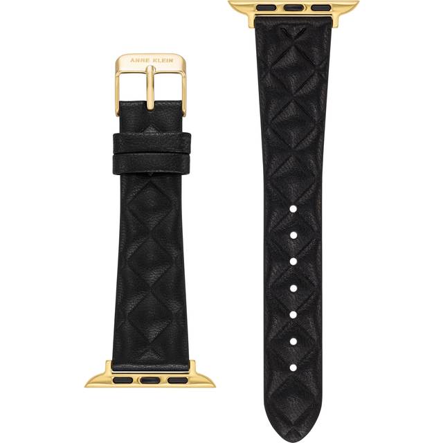Anne Klein Women's Quilted Leather Band for Apple Watch® in Black/Gold-Tone size 38/40/41mm