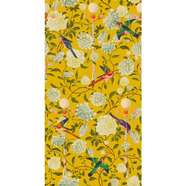 The Garden Of Immortality Mustard Wallpaper - Set of 3 Rolls - MINDTHEGAP, Set of 3 Rolls