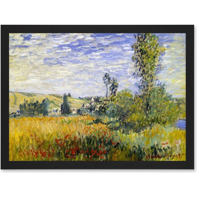 Painting Monet Vetheuil Landscape Old Master Artwork Framed Wall Art Print A4 - Black - One Size