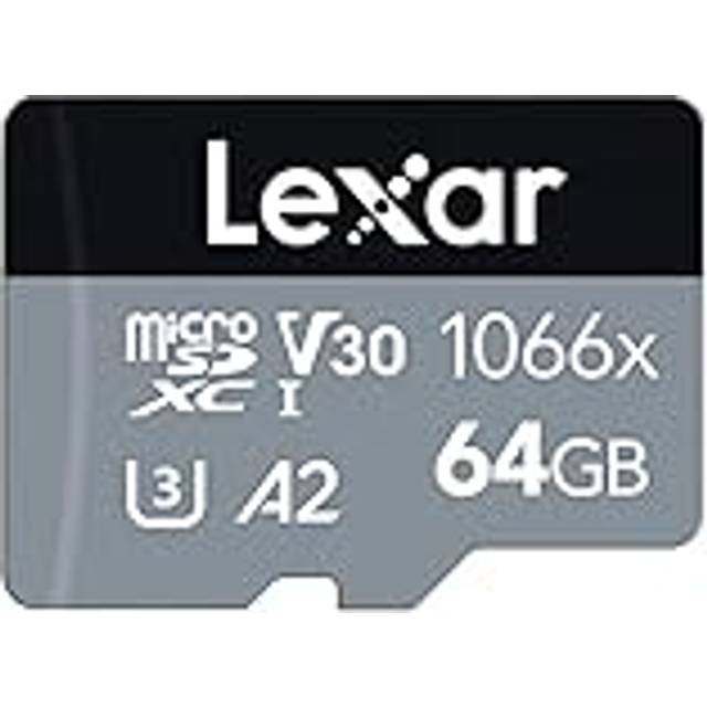 Lexar Professional 1066x 64GB microSDXC UHS-I Card w/ SD Adapter SILVER Series, Up To 160MB/s Read (LMS1066064G-BNAAG)