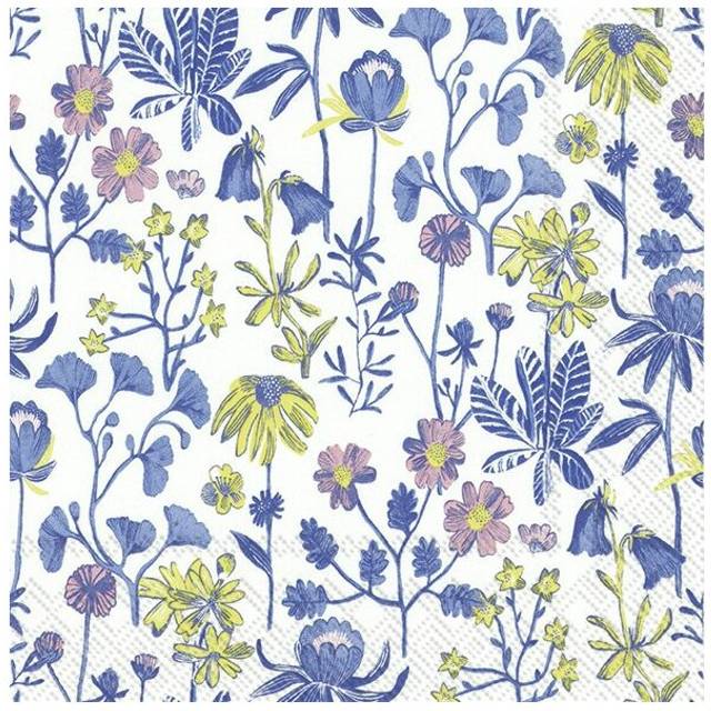 (Lunch) IHR Blue Floral Print Paper Party Napkins Party