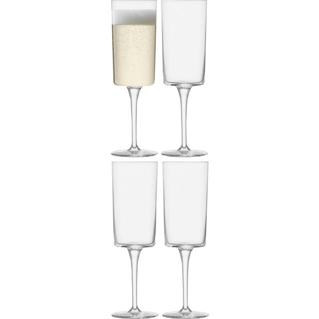 LSA International Gio Champagne Glass Flute, Set of 4, 210ml, Clear