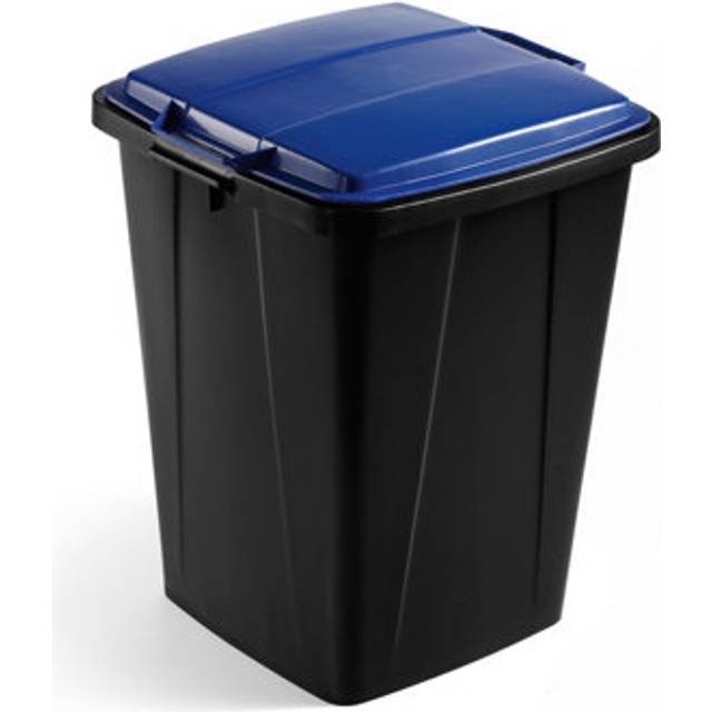 Durable DURABIN ECO Strong Square Black Recycling Bin + Blue Lid - 90L - 1 Pack