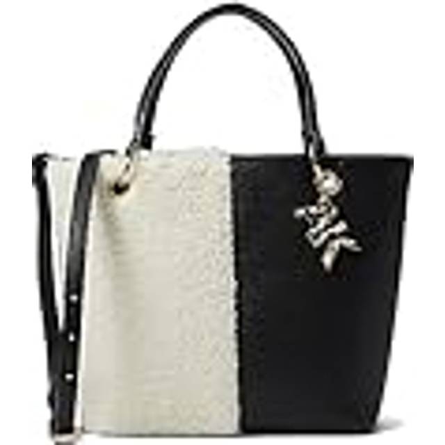 Anne Klein Women's Mini Convertible Sherpa Tote in Black/Cream size 9.05"