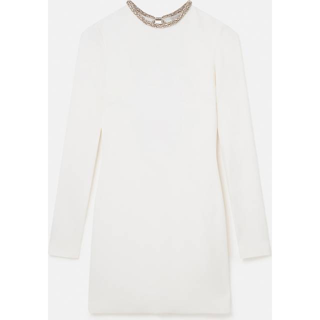 Stella McCartney - Crystal Collar Cocktail Mini Dress, Woman, White, Size: 34