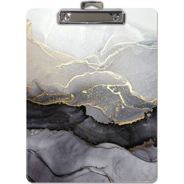 Better Office Products Fashion Clipboard  Marble Design  Standard A4 Letter Size  12.5 x 9  Wooden Clipboard  Low Profile Clip with Retractable Hangin