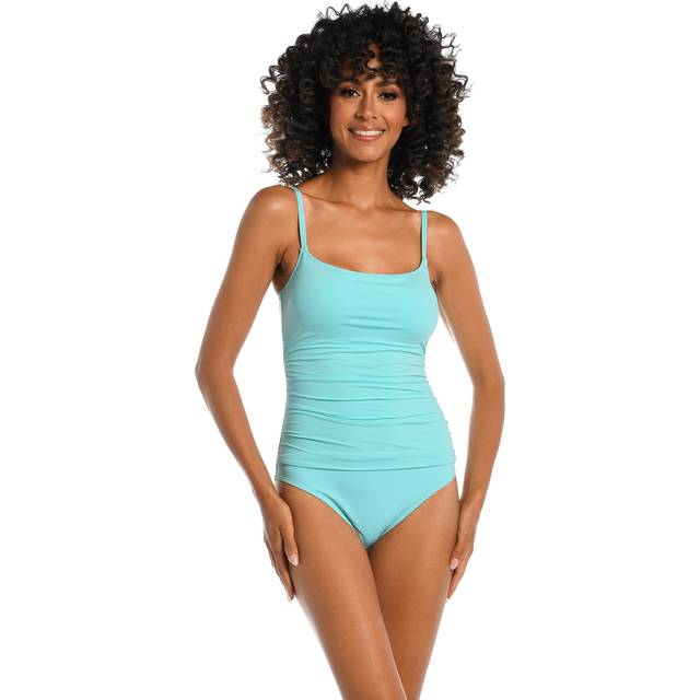 La Blanca Women's Island Goddess Lingerie One Piece Swimsuit  Ice Blue  18W