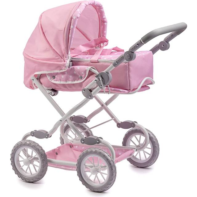 JC Toys 81487P Up to 18 in. Berenguer Boutique Deluxe Foldable Stroller with Canopy & Removable Carry Basket, Pink