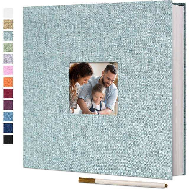 Vienrose Large Photo Album Self Adhesive for 4x6 8x10 Pictures Linen Scrapbook Album DIY 40 Blank Pages with A Metallic Pen