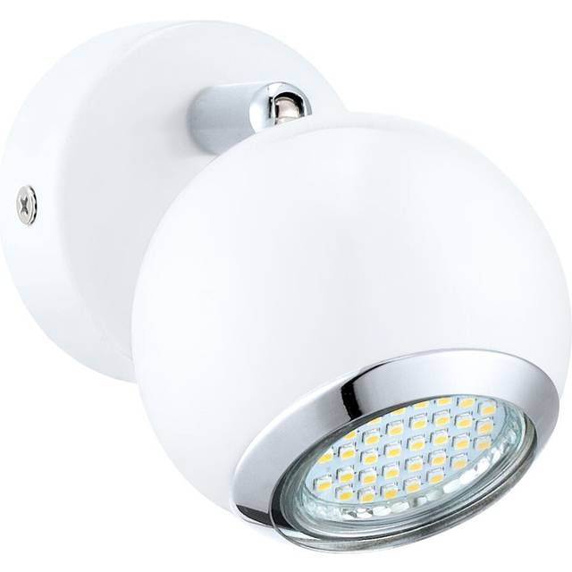 Wall Spot Light Round Bulbous Colour White Chrome Shade Bulb GU10 1x3W Included