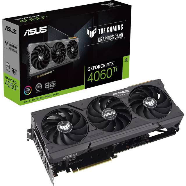 ASUS TUF Gaming GeForce RTX 4060 Ti 8 GB GDDR6 spelgrafikkort (Nvidia Geforce RTX4060Ti DLSS 3, PCIe 4.0, 1x HDMI 2.1, 3x DisplayPort 1.4a, TUF-RTX4060TI-8G-GAMING)