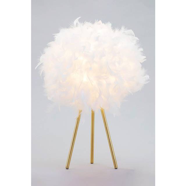 BHS Feather Tripod Table Lamp - Satin Brass/White
