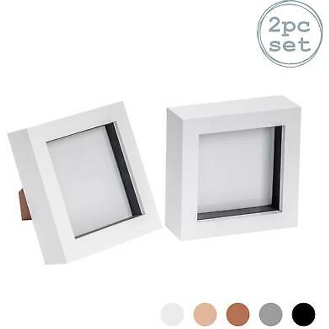 Nicola Spring - 3D Box Photo Frames - White (12.5cm H x 12.5cm W x 3.5cm D)