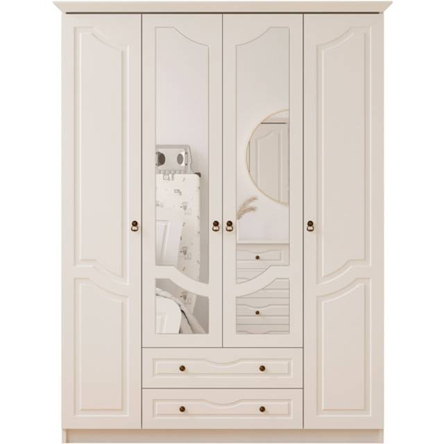 Chloe 4 Door 2 Drawer Mirrored White Wardrobe