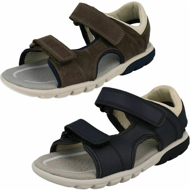 (UK 10 Child, Navy (Blue)) Boys Clarks Casual Strapped Sandals Rocco Wave - G Fit