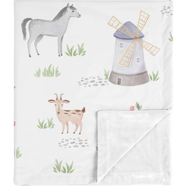 Sweet Jojo Designs Farm Animals Baby Boy Girl Receiving Security Swaddle Blanket for Newborn or Toddler Nursery Car Seat Stroller Soft Minky - Waterco
