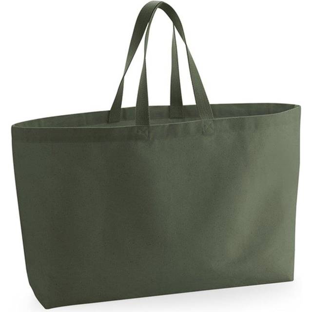 (One Size, Olive Green) Westford Mill Canvas Oversized Tote Bag