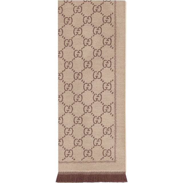 GUCCI Women's GG Logo Wool Scarf - Brown