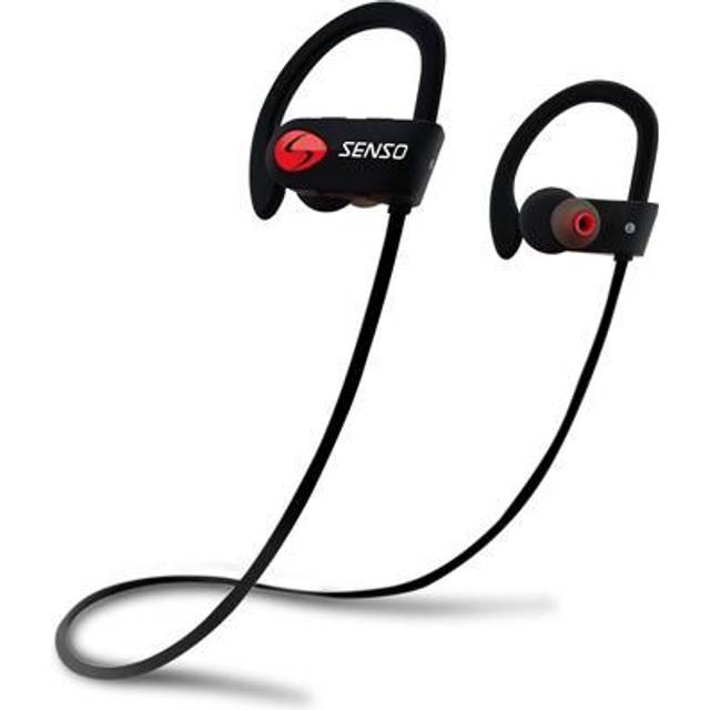 SENSO Bluetooth-hörlurar, bästa trådlösa sporthörlurarna med mikrofon IPX7 vattentäta HD stereo svettåliga öronsnäckor för gym löpning träning 8 timmars batteri brusreducerande headset