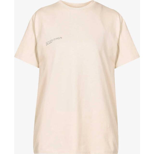 Pangaia Womens Sand Text-print Organic-cotton-and Seaweed-blend T-shirt S - SAND