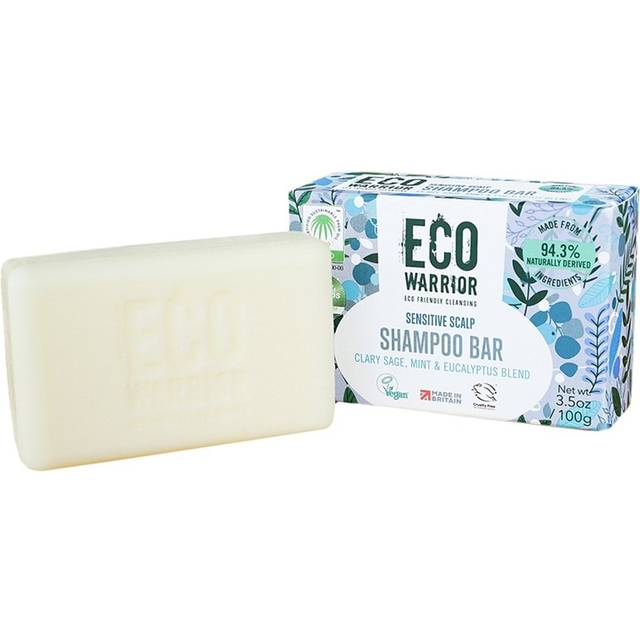 Little Soap Company Sensitive Shampoo Bar - Deeply Nourishing White Clay & Clary Sage Oil, Natural Mint Plus Eucalyptus Vegan Eco Warrior 100g, LSC