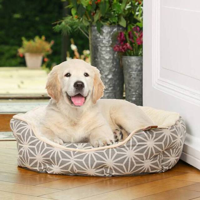 Dream Paws Geometric Cosy Bed - L, Grey