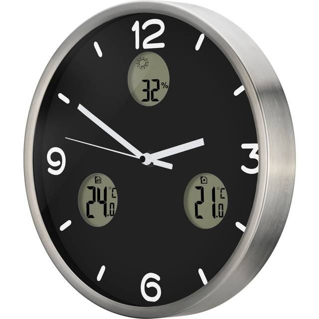 Bresser Wall Clock, Brushed Aluminum, Black (New Version), 30 cm
