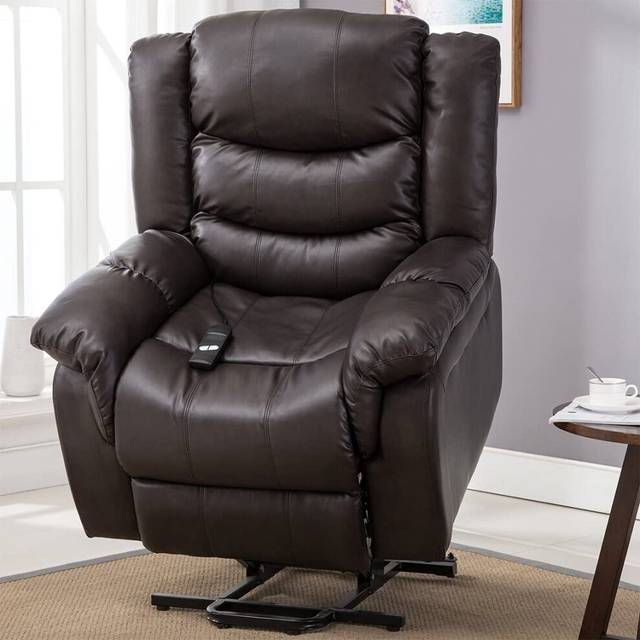 (Cream) Seattle Electric Rise Leather Recliner Armchair Sofa Home Lounge Chair