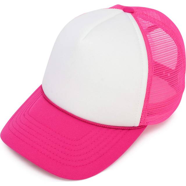 DALIX Trucker Hat Two Toned Mesh Cap in Hot Pink and White