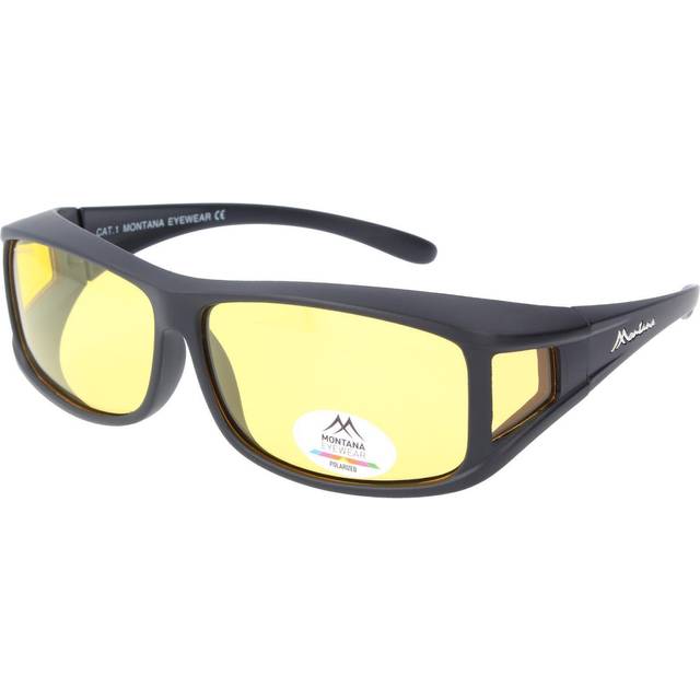 Montana Fit Over Glasses Night Driving Sunglasses FO5 F Matte Black Yellow Polarized
