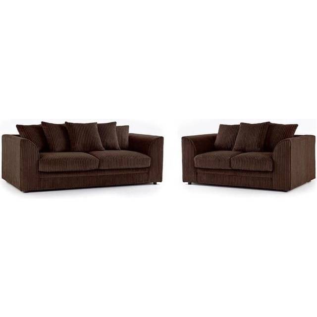 (3&2 Chocolate) Premium Porto Jumbo Cord 3 and 2 Seater Sofa Set