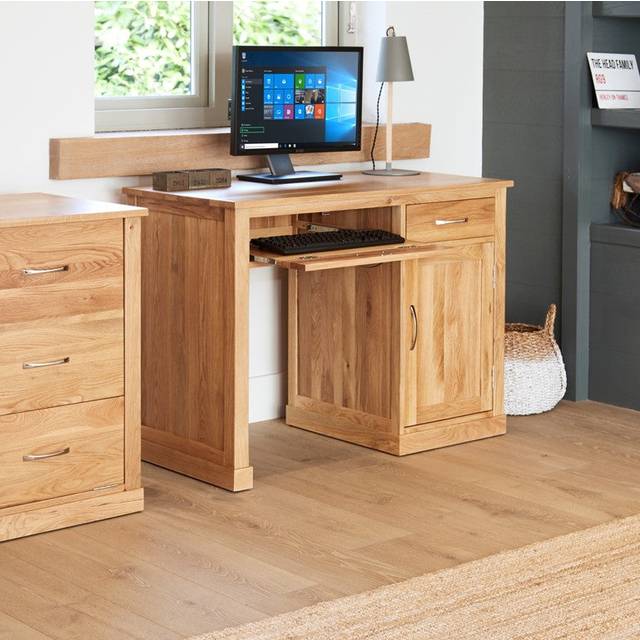 Baumhaus Mobel Single Door Single Drawer Computer Desk Oak - Brown