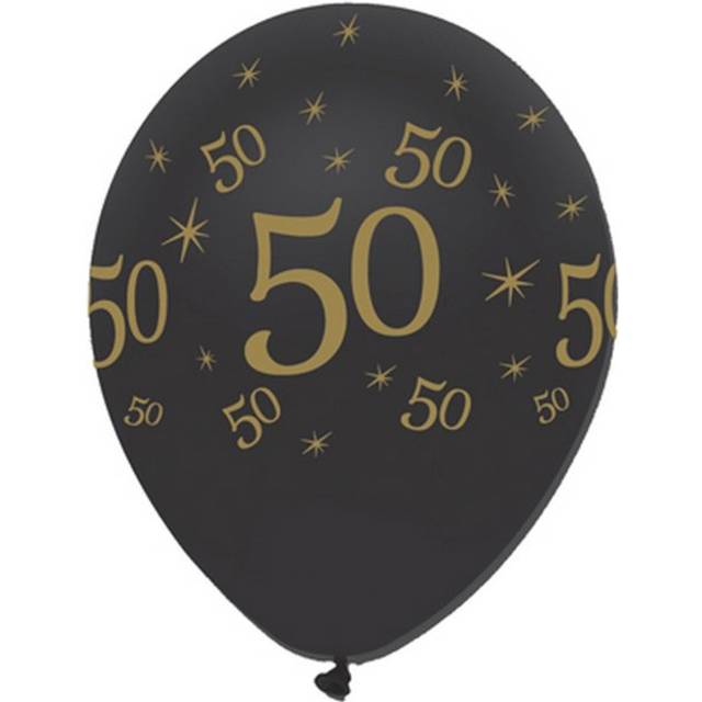 (18 Years, Black/Gold) Creative Party Black All Round Print Latex Balloons (Pack of 6)