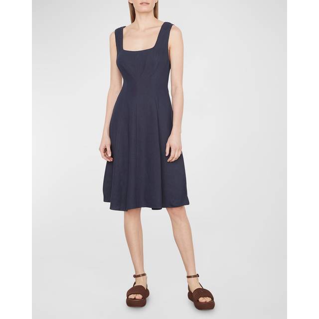 Vince Paneled Linen-Blend Tank A-Line Dress