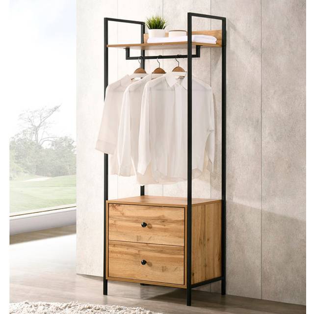 Zahra Open Wardrobe With 2 Drawers -wotan Oak, Brown