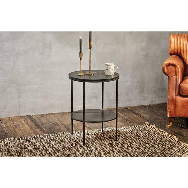 nkuku Karoko Round Marble Side Table, Black