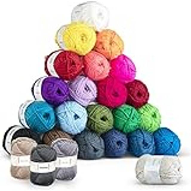 CraftBud Acrylic Yarn Skeins 24 x 50g - 2400 Yards - Yarn for Crocheting - Soft Crochet Yarn for Knitting and Crafts - Multicolored Crochet Craft Yarn