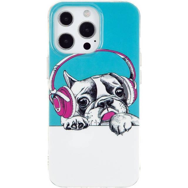 iPhone 14 Pro Skal TPU-plast - Hund med Hörlurar