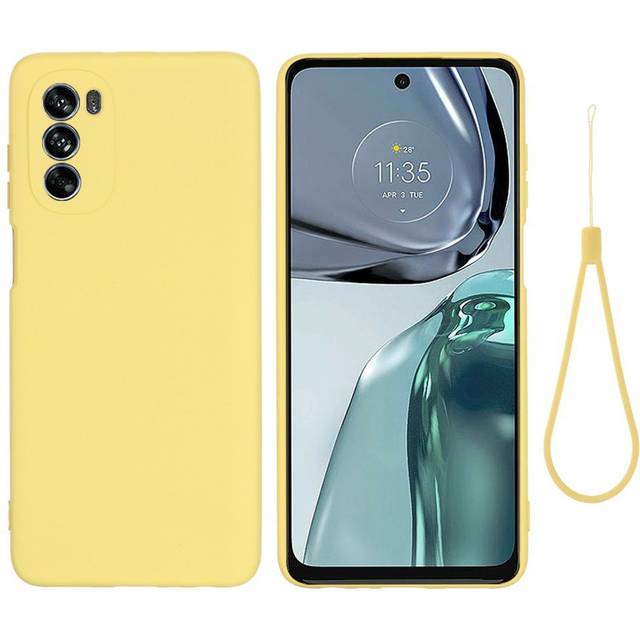 Motorola Moto G62 Silikon Skal med Rem - Gul