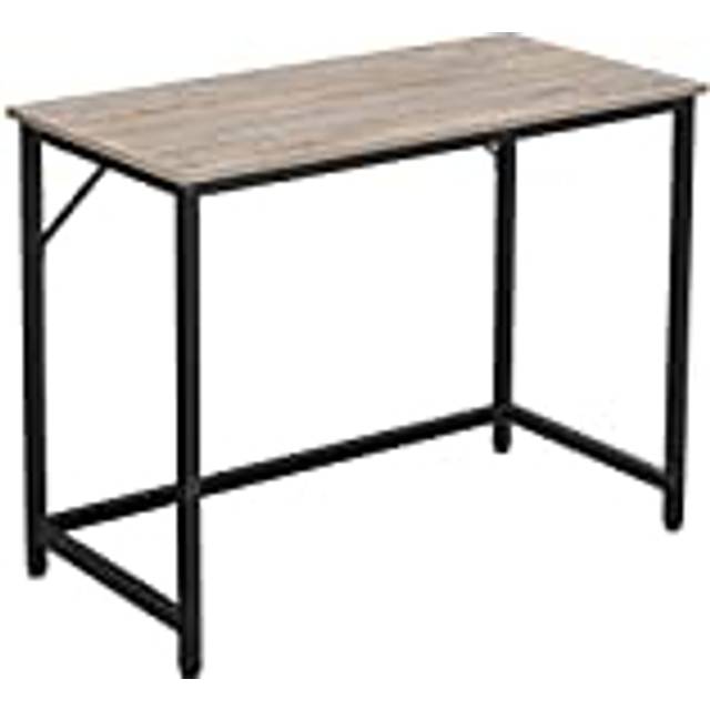 VASAGLE Skrivbord, datorbord, litet kontorsbord, 100 x 50 x 75 cm, arbetsrum, hemmakontor, enkel montering, stål, industridesign, grått och svart LWD041B02