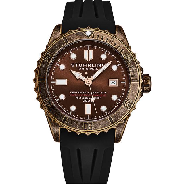 Swiss Automatic Depthmaster Heritage Diver Watch With rotating Bezel and silicone band Water Resistance up to 200 Meters - Brown - One Size