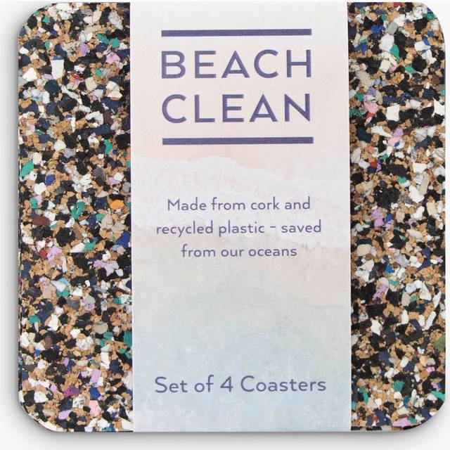 LIGA Beach Clean Cork Square Coasters, Set of 4, Multi