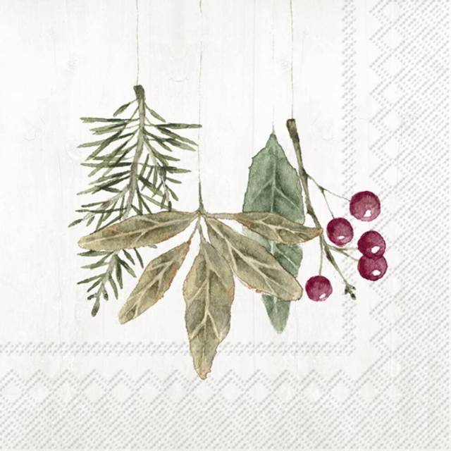 Winter Foliage Festive Printed Lunch Paper Napkin 20-Pack Disposable 3-Ply
